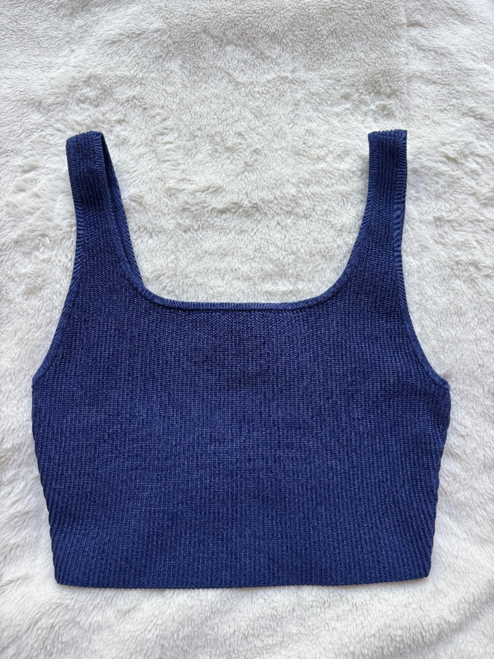 Babaton Navy Ribbed Square-Neck Tank